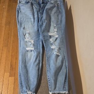 Judy Blue Light Blue Distressed Ankle Jeans